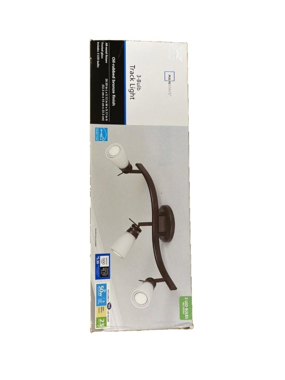 Mainstays 3-Bulb Track Light - Oil-Rubbed Bronze Finish - Frosted Glass - NEW
